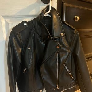 Faux black leather jacket